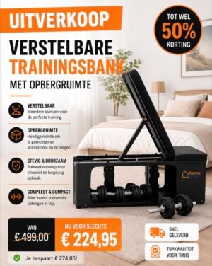 Verstelbare Trainingsbank met Opbergruimte – HomeSport Super Actie!!