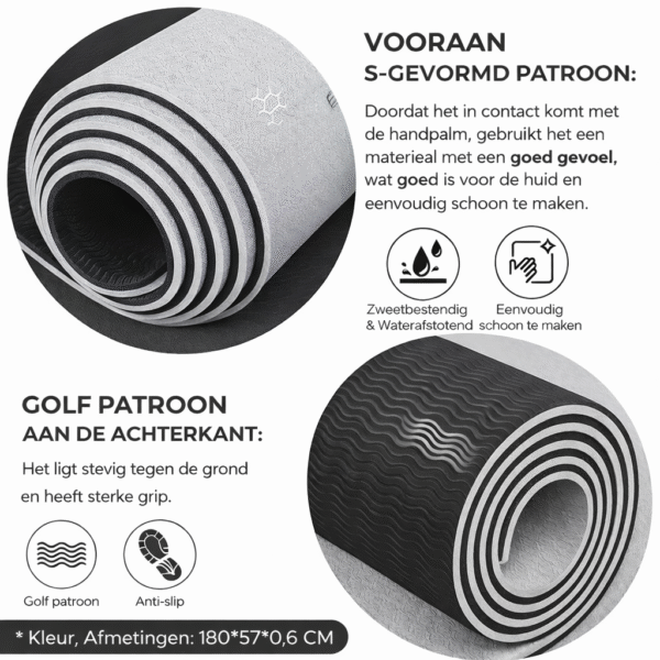 Premium Antislip Yogamat Grijs/zwart