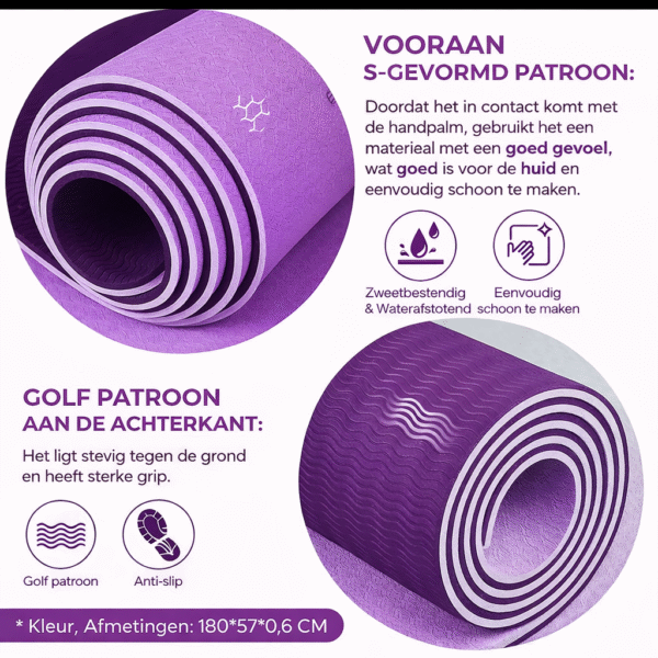 9e90557e-f4ca-4071-91ce-4f8e1b7cc39b Premium Antislip Yogamat Paars/grijs