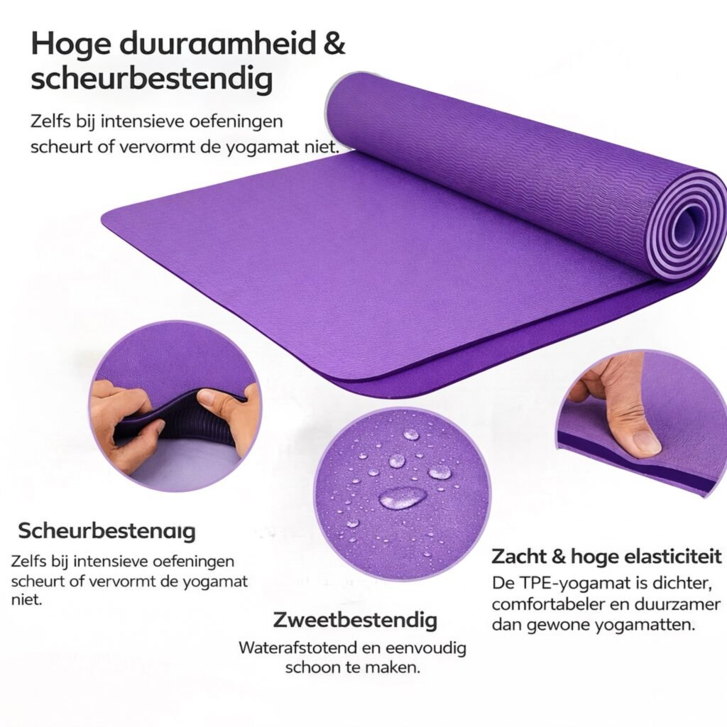 Premium Antislip Yogamat Paars/grijs
